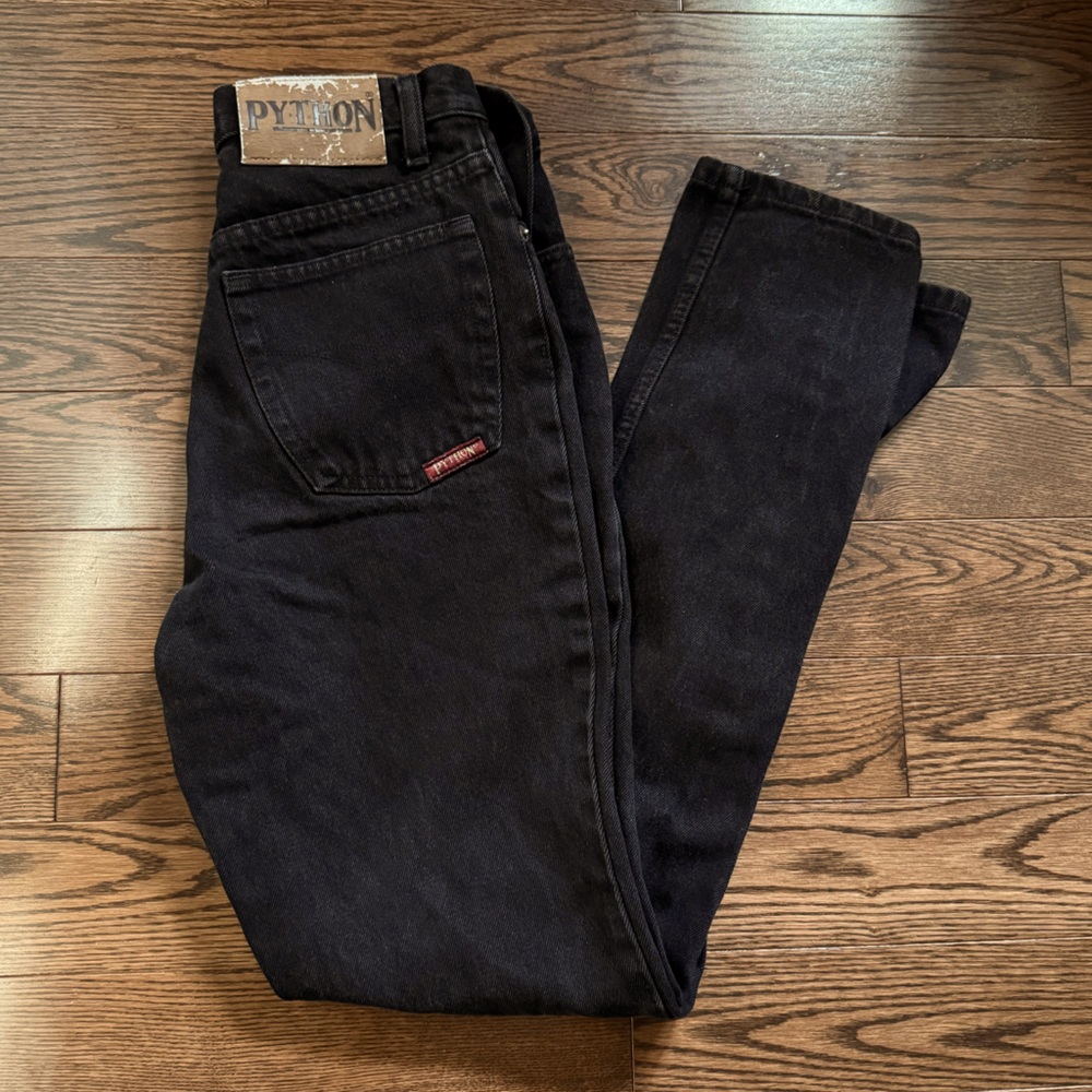 Vintage Black Python Skinny Jeans